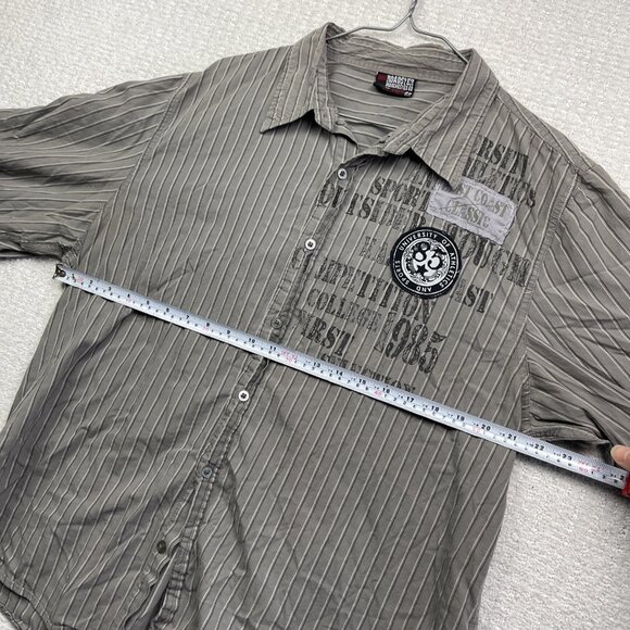 Y2K Roadster Manchester GD Button Up Shirt Distressed Men XL Grunge Goth AOP - Picture 8 of 10